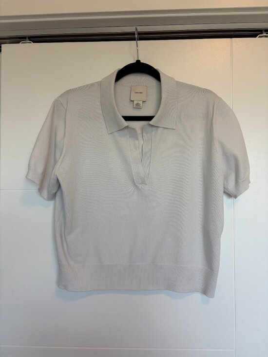 Calvin Klein Tops - Calvin Klein White Knit Polo